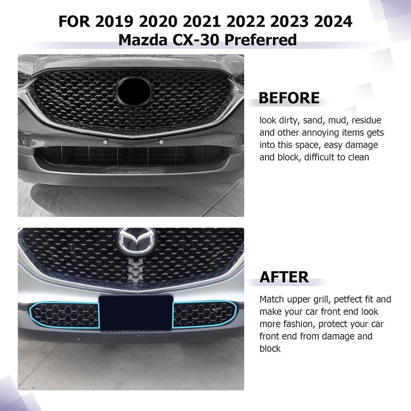LUWU Front Grill Mesh Compatible With 2020-2025 2026 Mazda CX-30 Front Mesh Grill Inserts Trims Front Mesh Grille Cover Guard for 2025 2026 Mazda CX30 Car Exterior Accessories ABS Material, 2PCS - Image 3